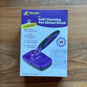Hertzko Self-Cleaning Pet Slicker Brush - Purple